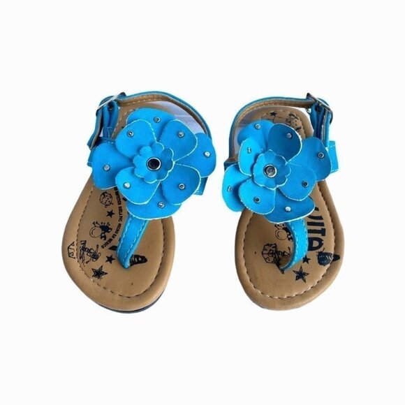 Muñequita Blue Leather Baby Sandals 4 - Picture 2 of 6